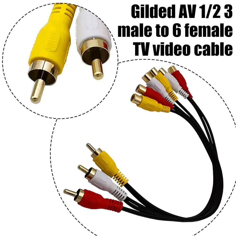 Gold Plated AV 1 Minute 2 3 Male To 6 Female RCA Lotus Head 3 Female To 6 Male DVD Set Top Box Connected To TV Video Cable