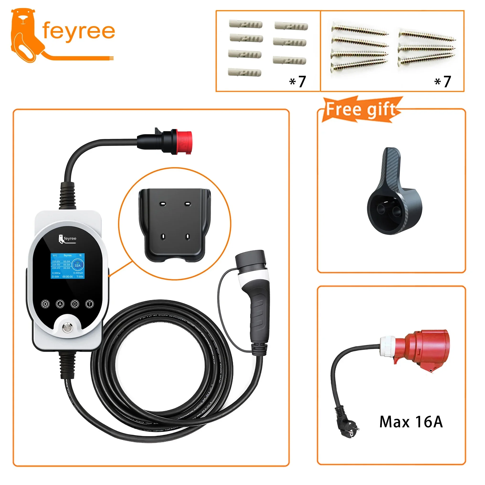 Feyree Typ2 11KW EVSE Wallbox EV Tragbares Ladegerät 16A 3Phase Wi-Fi Smart APP Control Ladestation für Elektroauto-Ladegerät – Detail 22