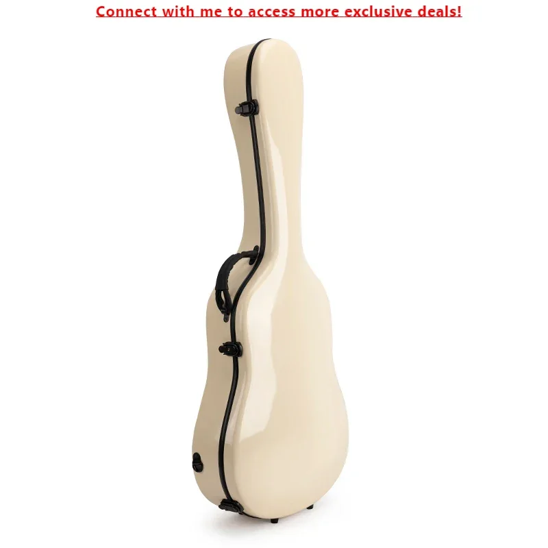 

High-grade Quality Guitar Case White Cream Color Lockable Safe Latch Guitar Bag Fiberglass Material Classical Guitar Case