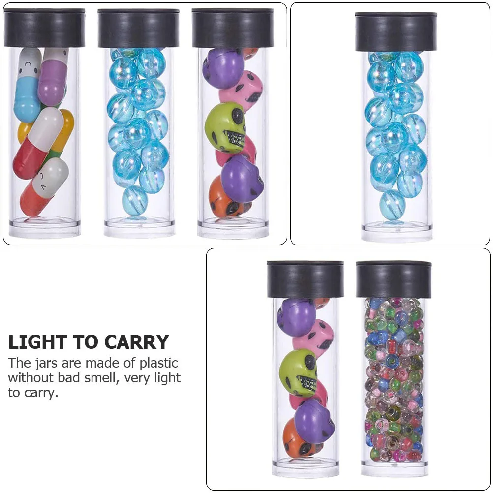 

30Pcs Black Cap Bottles Transparent Storage Tubes for Beads Small Plastic Containers Lid Impact Resistant