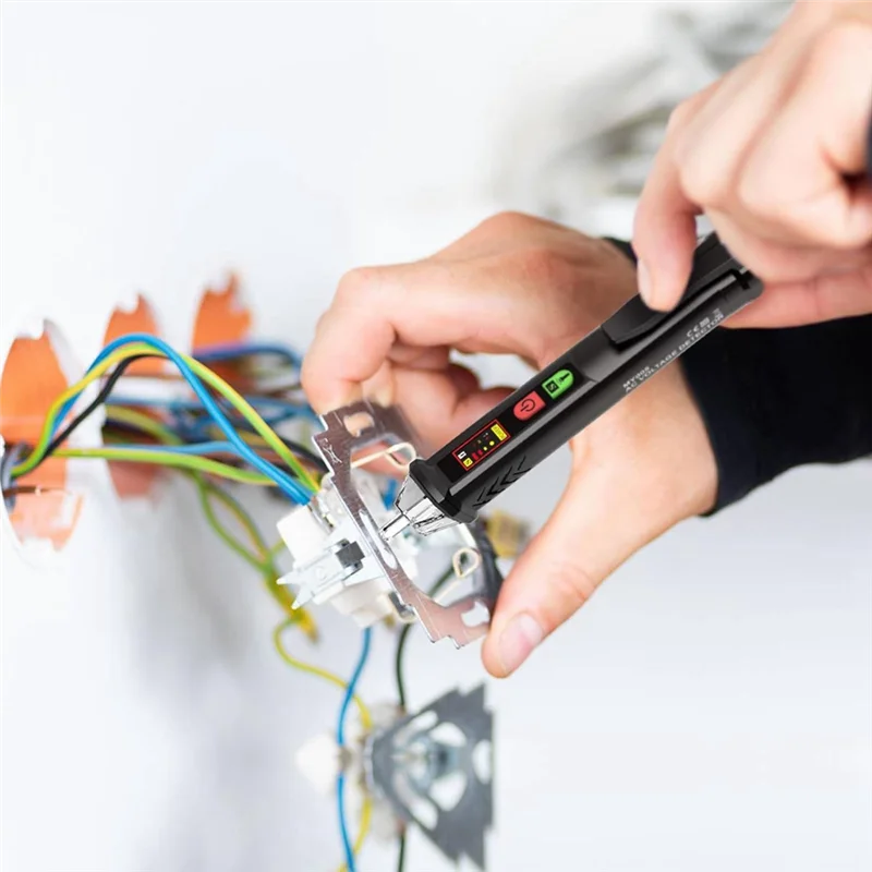 AC56-Penguji Tegangan dengan Tampilan Digital LED, Rentang Ganda 12-1000V AC/48-1000V AC, Pena Penguji Listrik Non-kontak