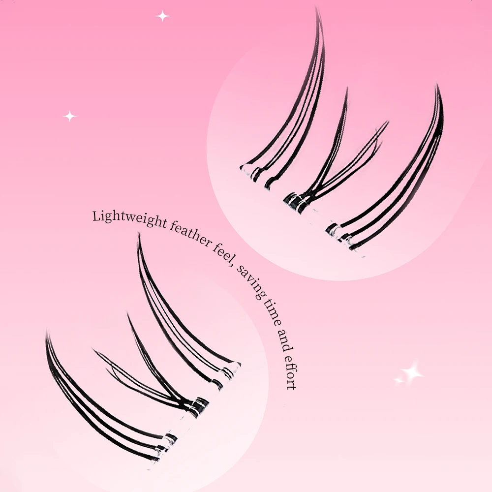 BQI Polaris C Curl Glue Free Eyelashes Light Thick Transparent Stem Lower Eyelashes, Natural Hair Flu Comic False Eyelashes