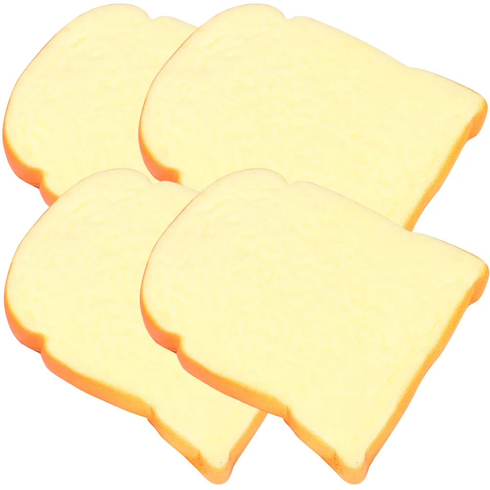 4 Pcs Fake Toast Bread Advertisement Adornment Simulated Lifelike Cake Artificial Breads Pu Model Decor