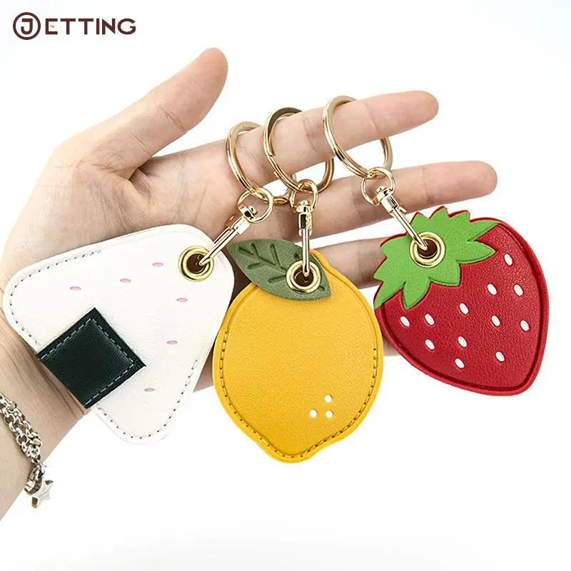 Retro Rectangular Round Keyring Leather Access Card Holder Keychain Community Water Drop Proximity Card Protective Case Key Fob