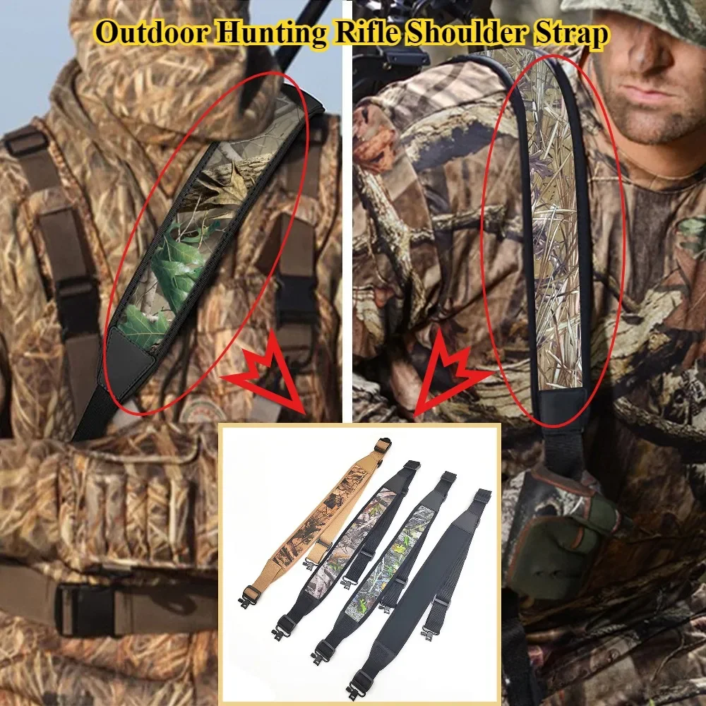 Outdoor Hunting Rifle Shoulder Strap Adjustable Non-slip Thicken Tactical Necessity Wear-resist Two-point Gun Bag Multi-function