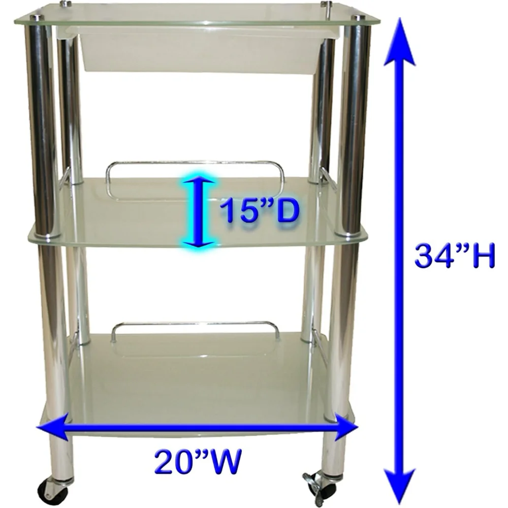 Troli Kaca & Rol dan Rak Pajangan Produk Peralatan Kecantikan Salon Spa