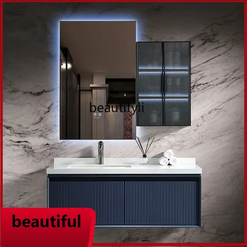 

F156 Minimalist Integrated Bathroom Cabinet with Stone Plate Oak Skin Paint Washstand Basin Combination Washstand Pool