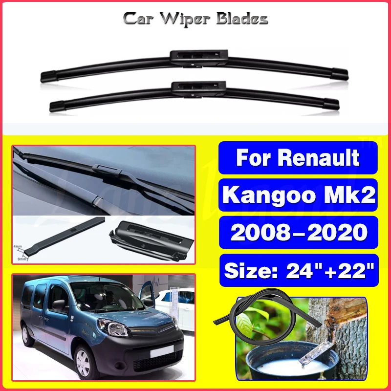 

Car Wiper For Renault Kangoo Mk2 2008-2020 24"+22" Front Wiper Blades Brushes Cutter Accessories 2015 2016 2017 2018 2019 2020