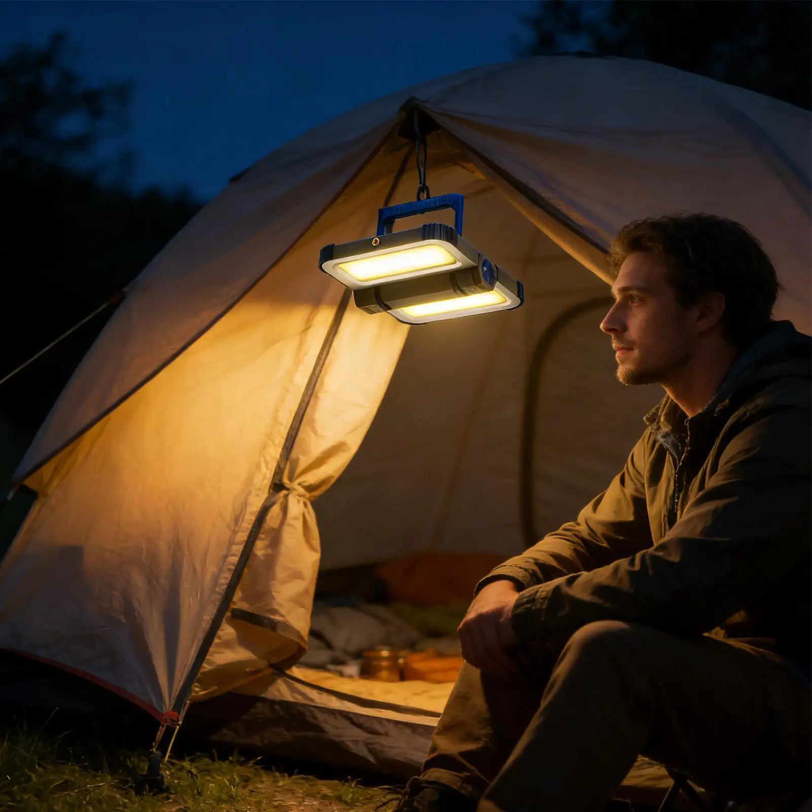 LED Camping Lights Waterproof Rechargeable Magnetic Solar Powered Flashlight Camp Lights For Outdoor Hiking Backpacking Tent