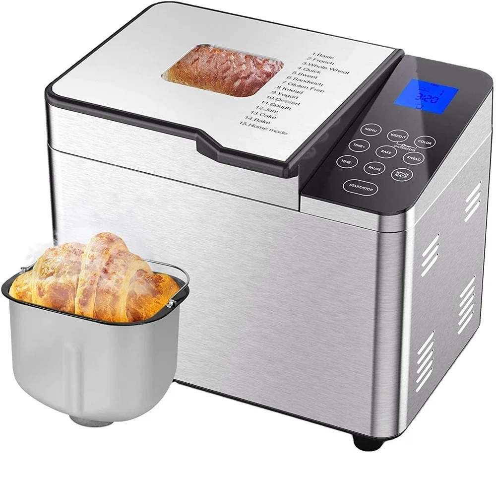 

Multifunction Automatic Commercial Home 2LB Bread Making Machine Timer Function Electric Bread Makers