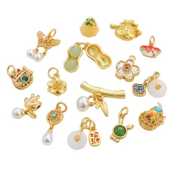 1pc Copper Gold Color Plated Drop Oil Glass Pendant Bracelet Charms For Jewelry Making Diy Bag/Phone Charm Cute Jewelry Pendants