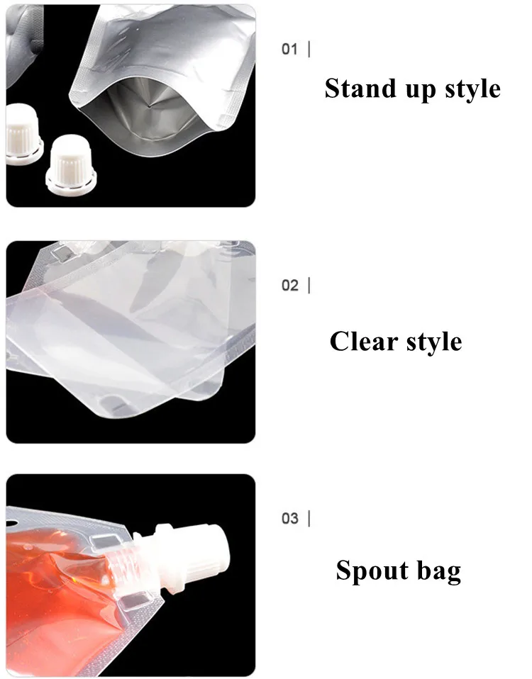 100PCS 50~500ML Plastic Hanging Spout Beverage Bag Aluminum Foil Coffee Beer Juice Bar Wedding Party Birthday Portable Pouches