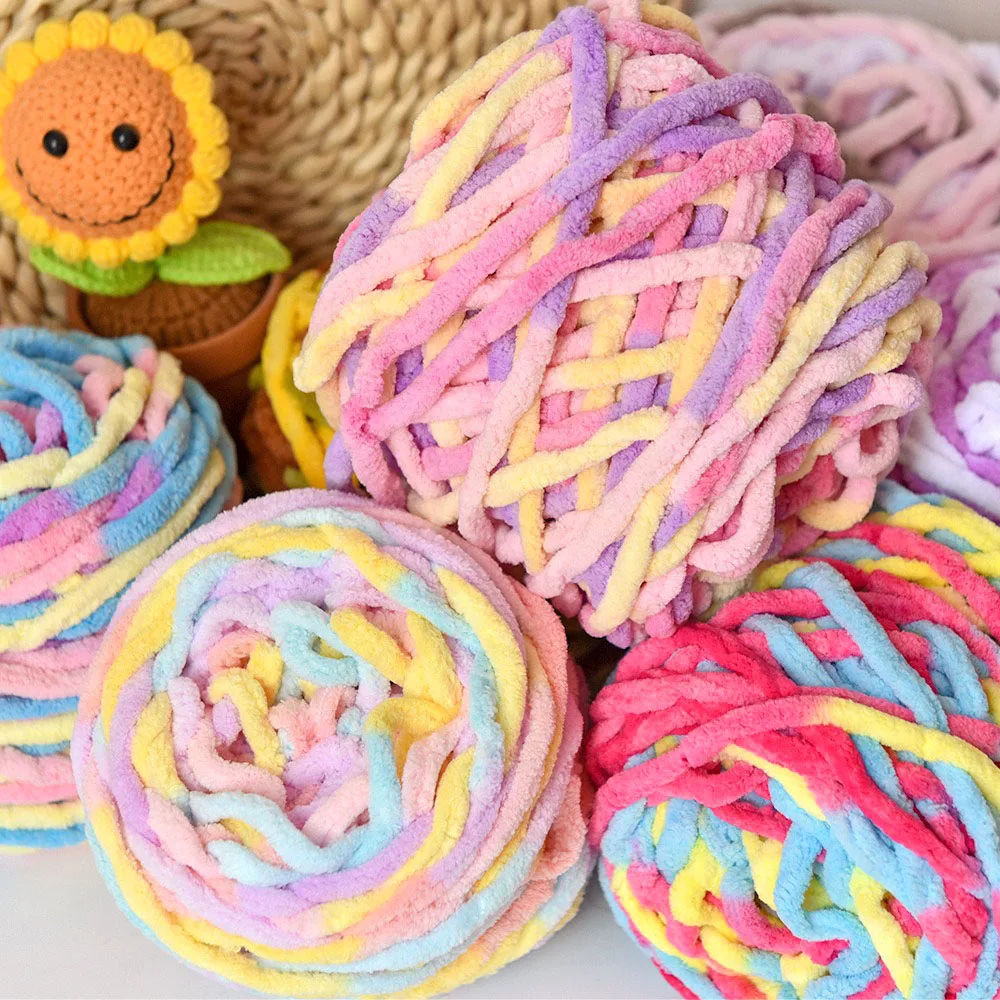 Regenbogen-Schnee-Samtgarn, stricken, dicke Häkelfäden für DIY-Strickweste, Winterhemd, Handschuh, Handstricken, Basteln von 40 Metern