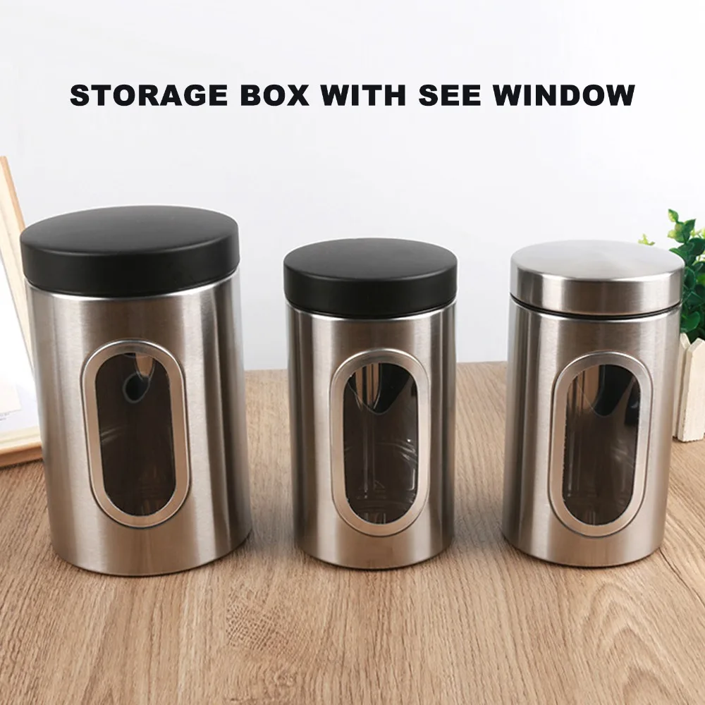 3PCS Practical Iron Kitchen Canisters Set s/m/l Beige/Black Coffee Canister Set Tea Organizer Canister Bar Storage