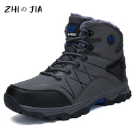 Autumn New High Top Sneaker Men Winter Plush Warm Snow Boots Outdoor Anti slip Wear resistant Mountaineering Hiking Footwear