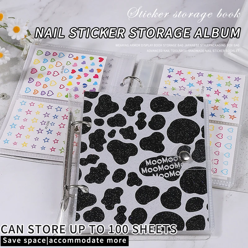 كتاب ألبوم منظم ملصقات الأظافر - حقيبة تخزين مستلزمات فنية للمانيكير وإكسسوارات المصمم