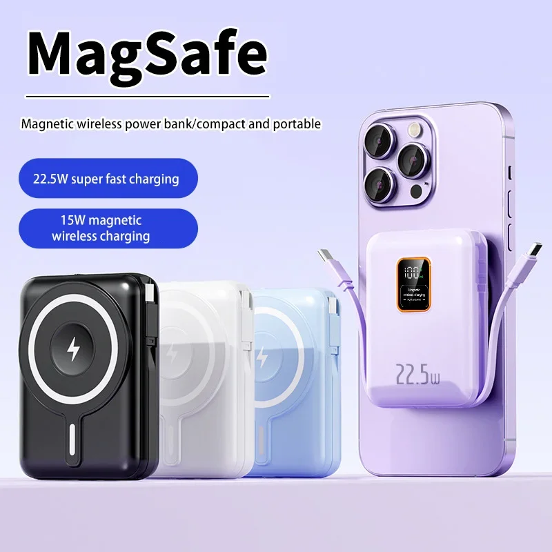 

30000mAh Mini Powerbank Magnetic Qi Wireless Power Bank 22.5W Fast Charging Portable Power Bank For iPhone Samsung Huawei Xiaomi