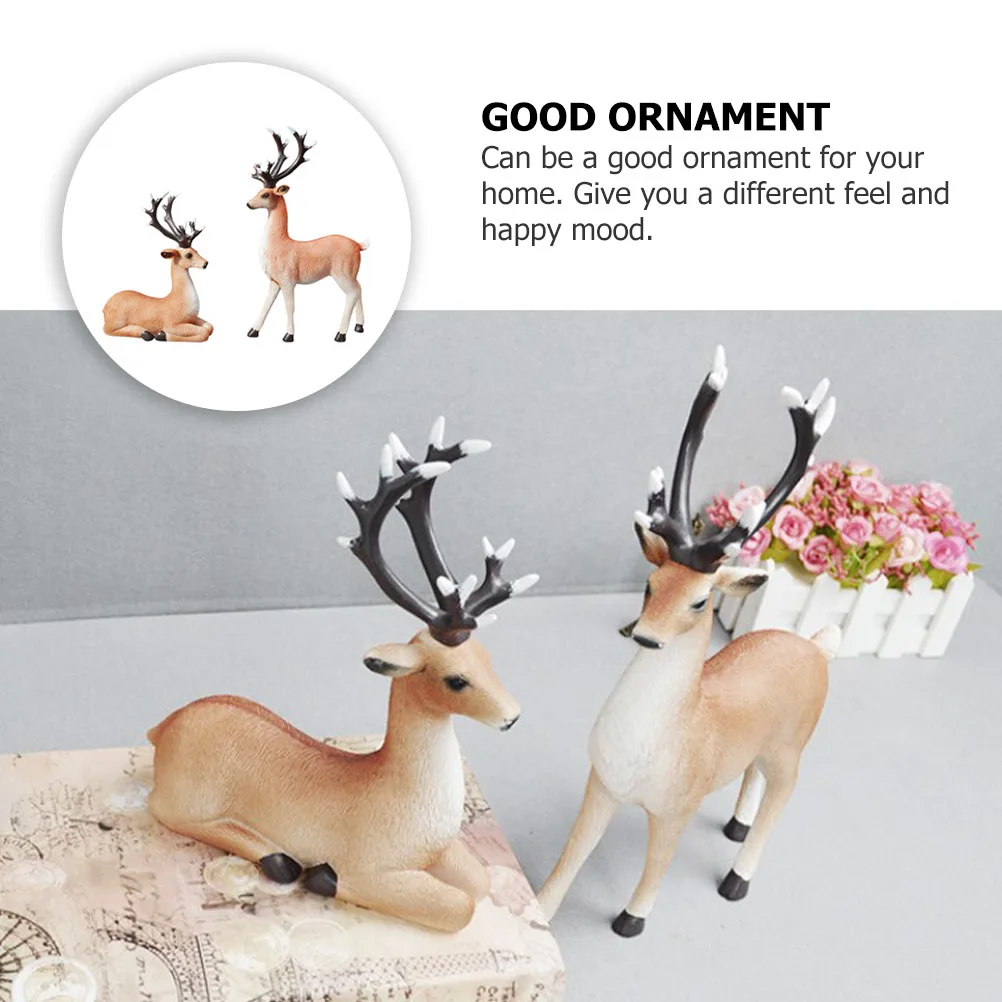 

1Pair Elk Decoration Premium Resin Craft Ornament for Household Desktop Tabletop Decor Bedrooms Living Rooms Hotels Bars Coffee