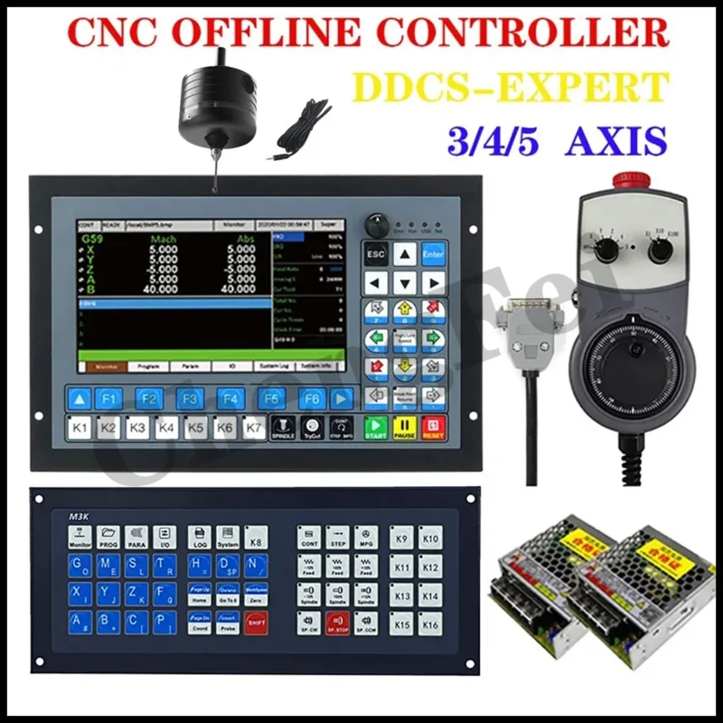 CNC V2 DDCS EXPERT Upgraded 5axis CNC Machining Controller 3axis4axis Motion Control System ATC 3D Probe Extended Keyboard E-MPG