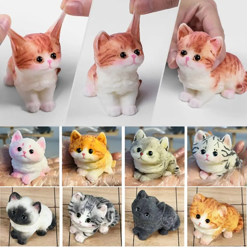 New Cute Cat Pattern Squeeze Toy Soft Portable Squeeze Cat Toys with Flocking Surface Decompressing Toy Home Office Decor