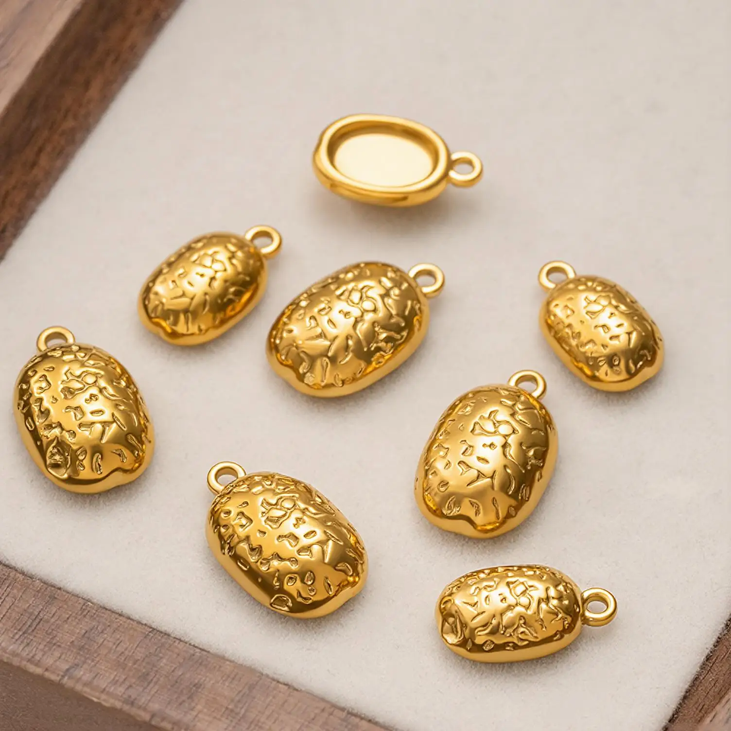 5 Stück/Set Edelstahl-Anhänger, ovale Basisplatten, Lünetten-Rahmen für Cabochons, Anhänger für DIY-Schmuck, handgefertigte Materialien und Zubehör – Detail 1