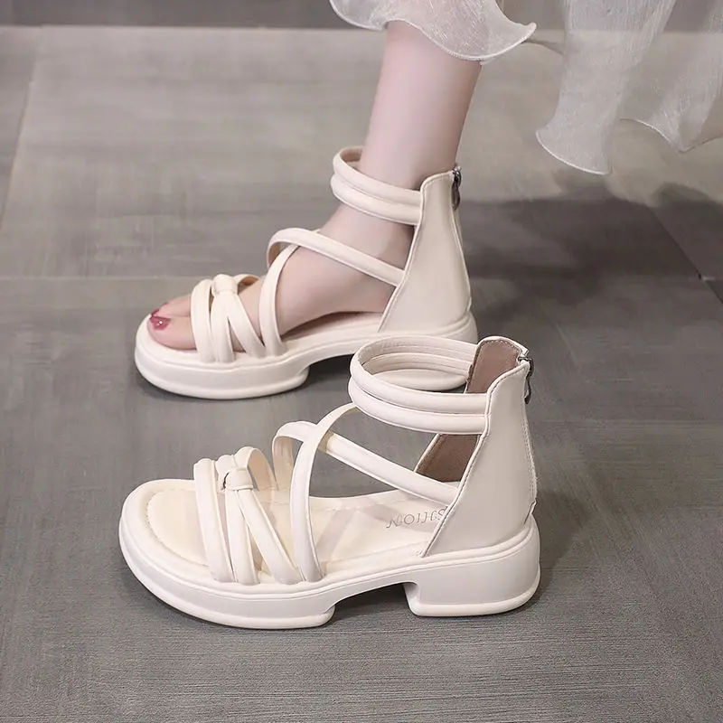 

2025 New Roman Sandals Summer Women With Skirt Fairy Wind Flat Sandals Female Classic All-match Simple Sandals Comfortable Shoes