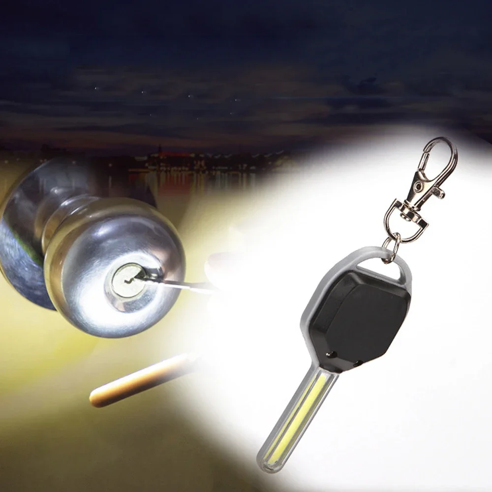 1Pcs ABS Mini COB LED Camping Flashlight Light Key Ring Keychain Torch Lamp Universal for Outdoor Activities Fishing Camping