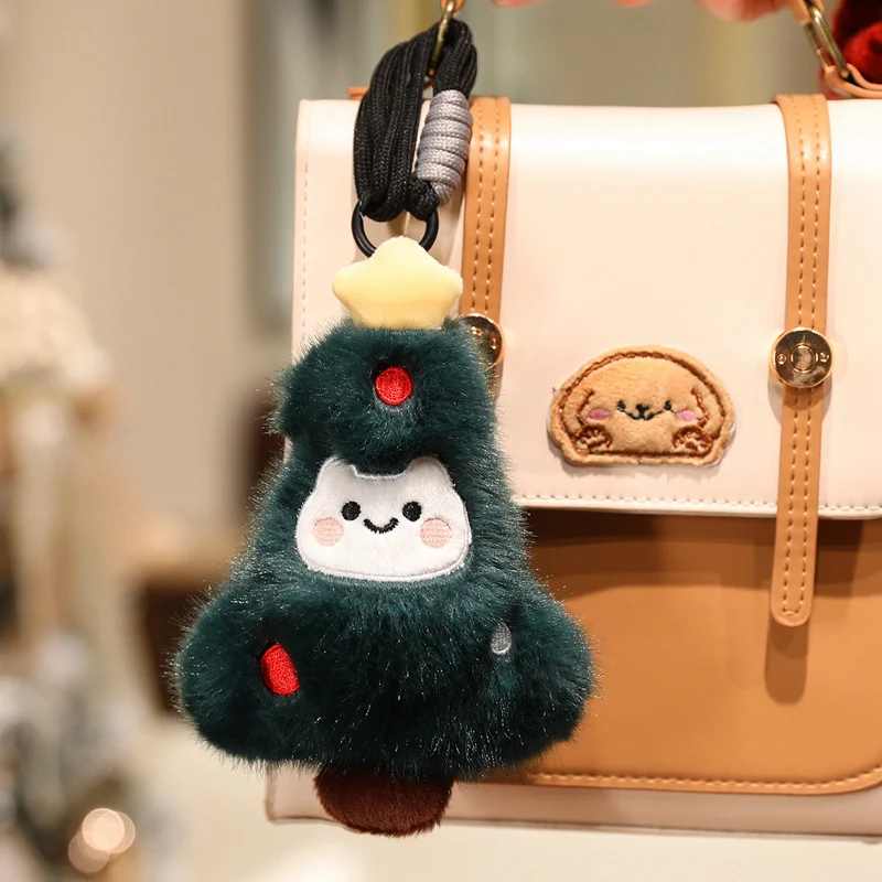 Kawaii Weihnachten Plüsch-schlüsselanhänger Cartoon Santa Claus Weihnachten Baum Puppe Stofftiere Auto Schlüsselanhänger Tasche Anhänger Hängen Dekor Geschenk
