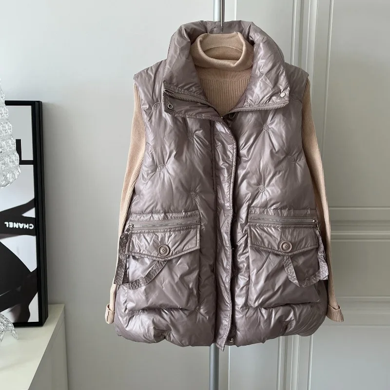 2024 Autumn Winter New Cotton-Padded Vest Female Student Thick Sleeveless Jacket Women Korean loose short Waistcoat Tide R363