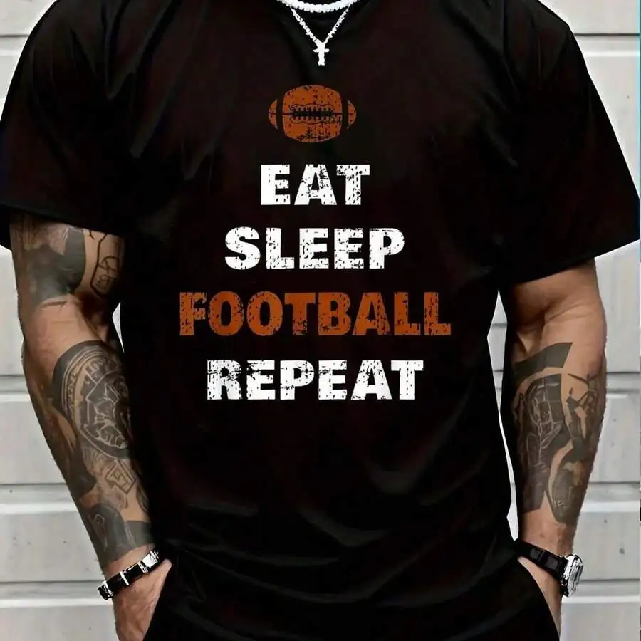 100% Cotton Eat Sleep Football Retriat Love Football Vintage Gift T-Shirt WOMEN'S Men Graphic Tee