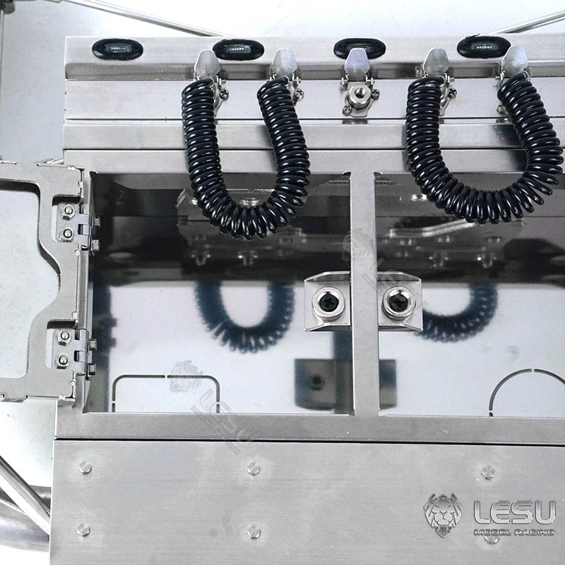 Equipment Rack Exhaust Pipe Double Chimney with Light Wire Rack G-6118 For 1/14 Tamiya RC LESU Romote Control Trailer Toy Parts