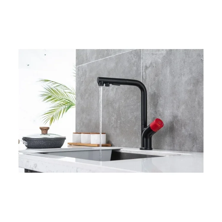 YYHC-High end black pull out brass faucets high pull out faucet for kitchen