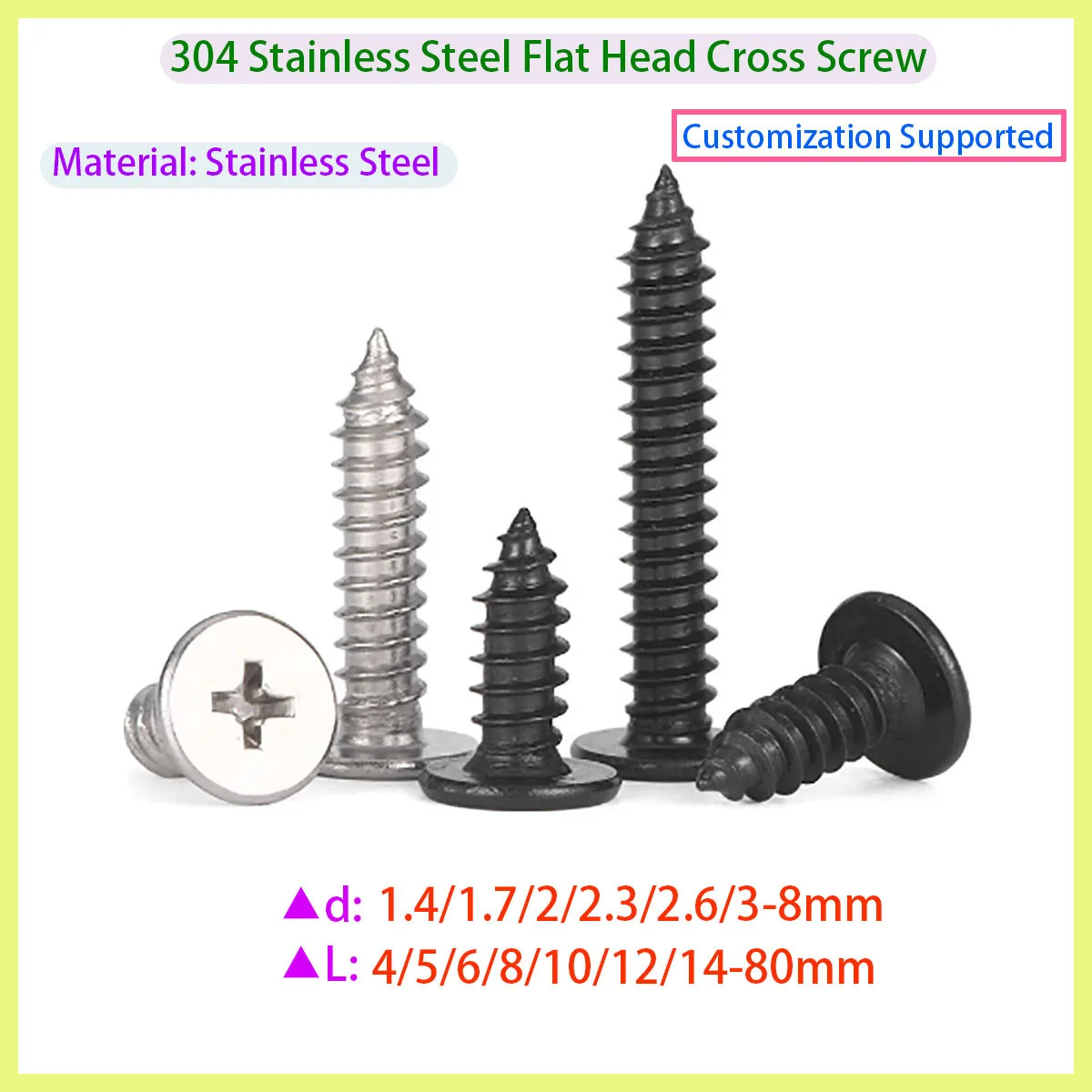 

Black/nickel Plated Ultra-thin Flat Head Self Tapping Wood Screw M1.2 M2 M2.3 M2.6 M3 M4