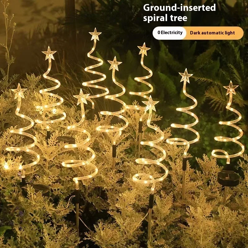 Led Solar Floor Insert Lights, Spiral Lights, Christmas Garden Lawn Camping Lights, Warm Light Atmosphere, Party Decorations