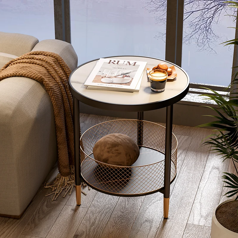 

Modern End Table Side Marble Top Accent Table with Metal Frame Stylish Sofa Couch Table Nightstand for Living Room Bedroom