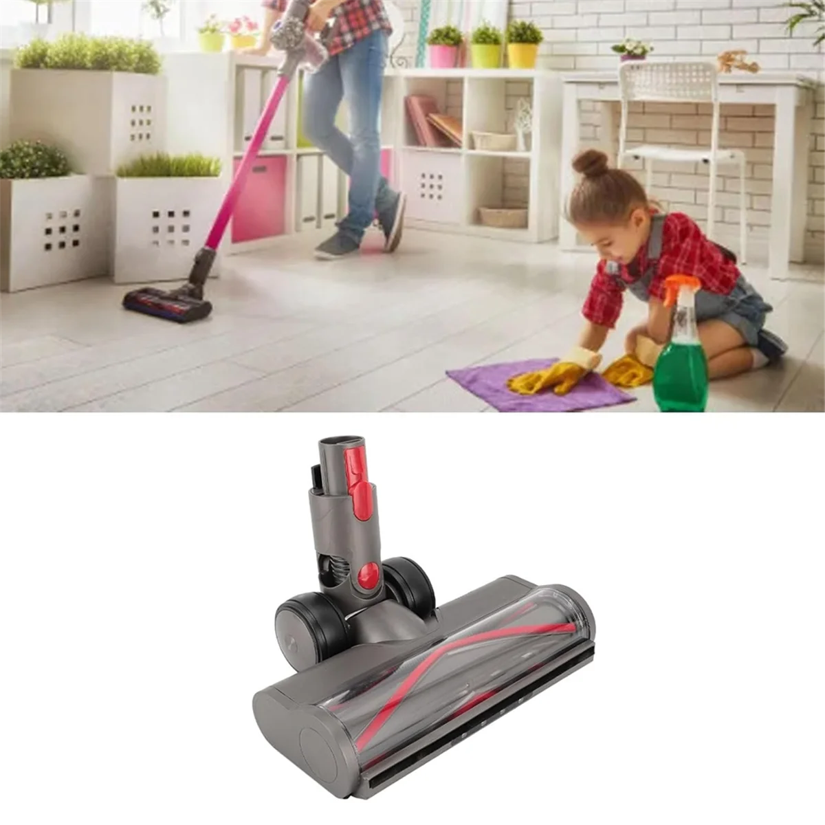 Elektrischer Rollenbürstenkopf für Dyson V7 V8 V10 V11 V15 Staubsauger, Teile mit LED-Leuchten, Hartholzbodenaufsatz