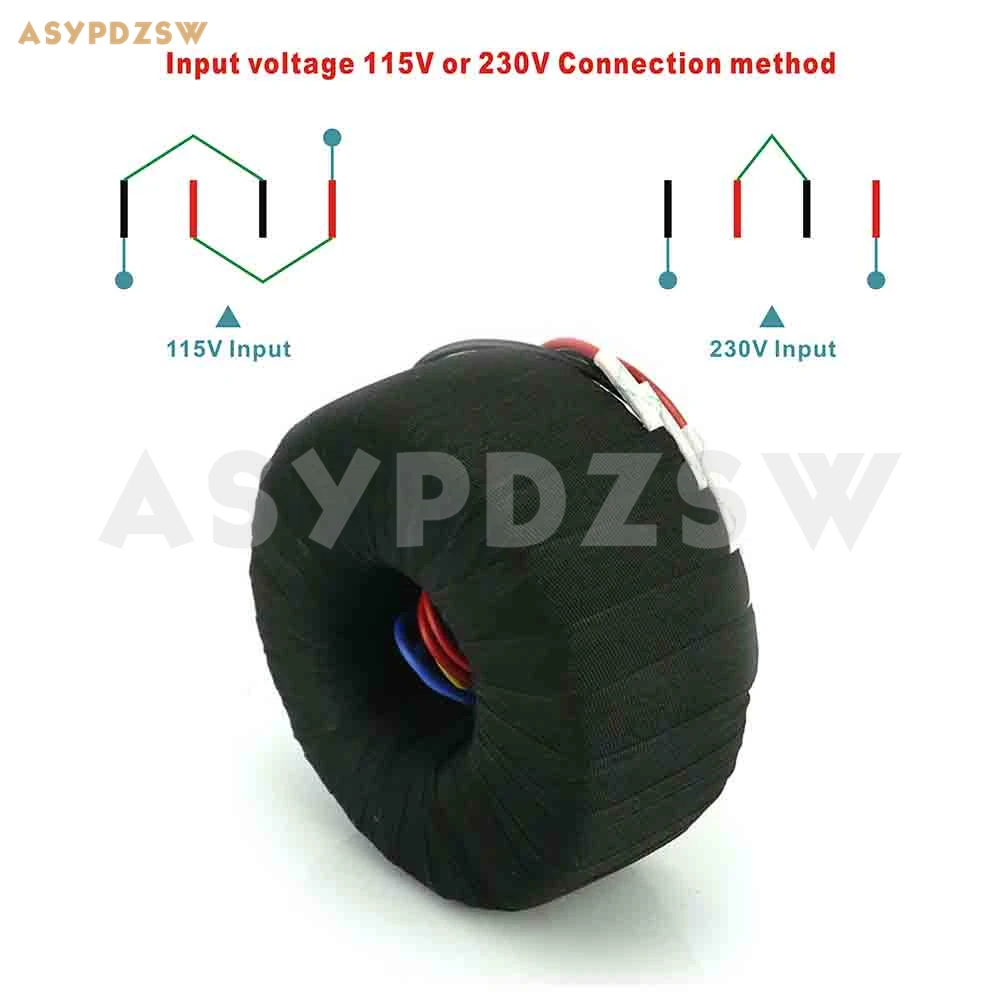 115V/230V 1000VA IN Black cloth OFC Toroidal transformer 1000W 57.5V-0-57.5V / 115V-0-115V OUT / Accept customized voltage