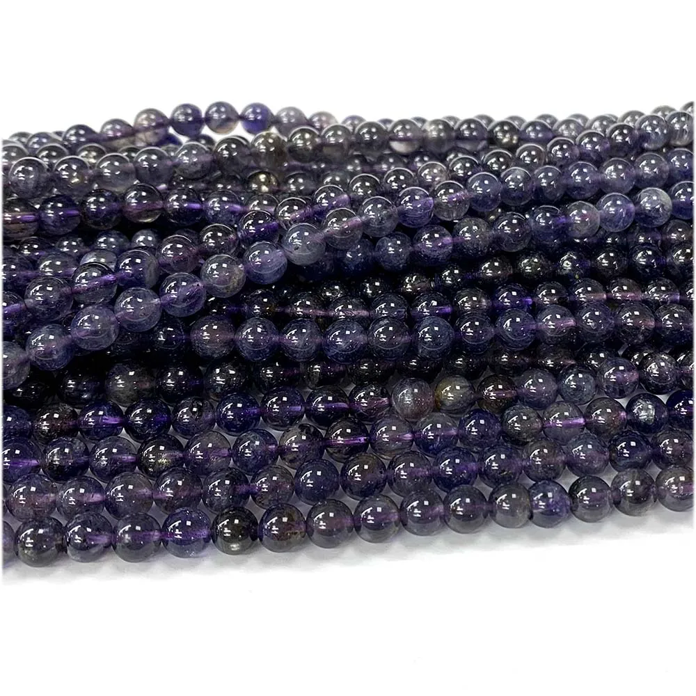 Veemake الطبيعية الأزرق الأرجواني Iolite جولة فضفاض الخرز لصنع المجوهرات الأحجار الكريمة كريستال عقد دي اي واي أساور القرط 07902