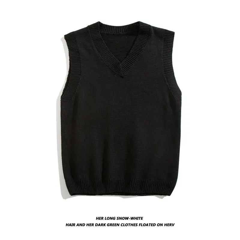 Korean Sle Men's Knitted Sweater Vest Svel V-Ne Autumn Winter Faion Casual Loose Fit Polyester Fiber Outerwear