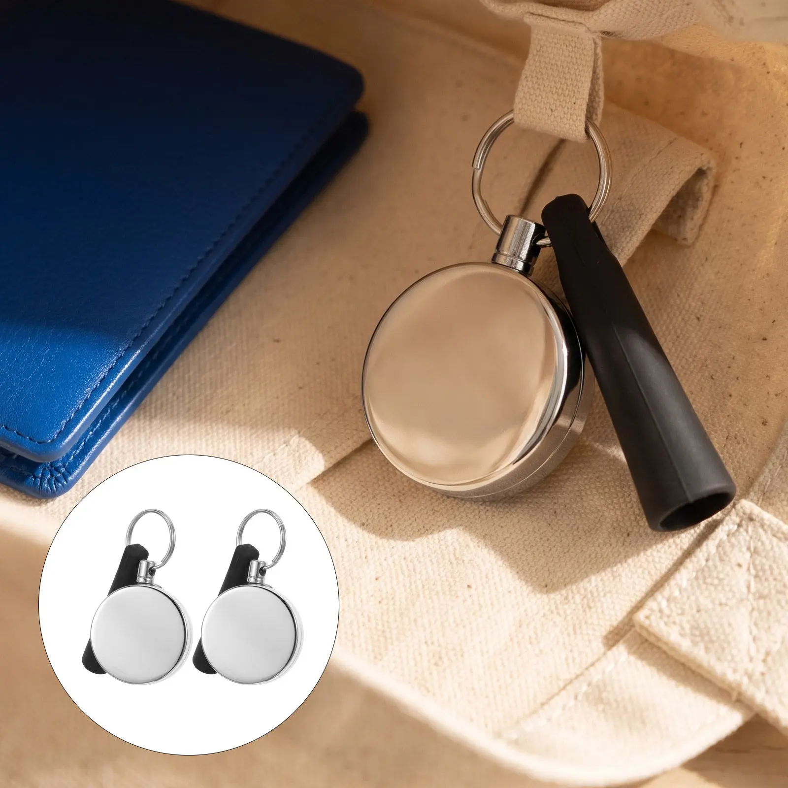 2PCS Retractable Badge Reel Pen Holder Elastic Pen Loop with Key Ring ID Clip Marker Pencil Holder Lanyard Accessory for Office