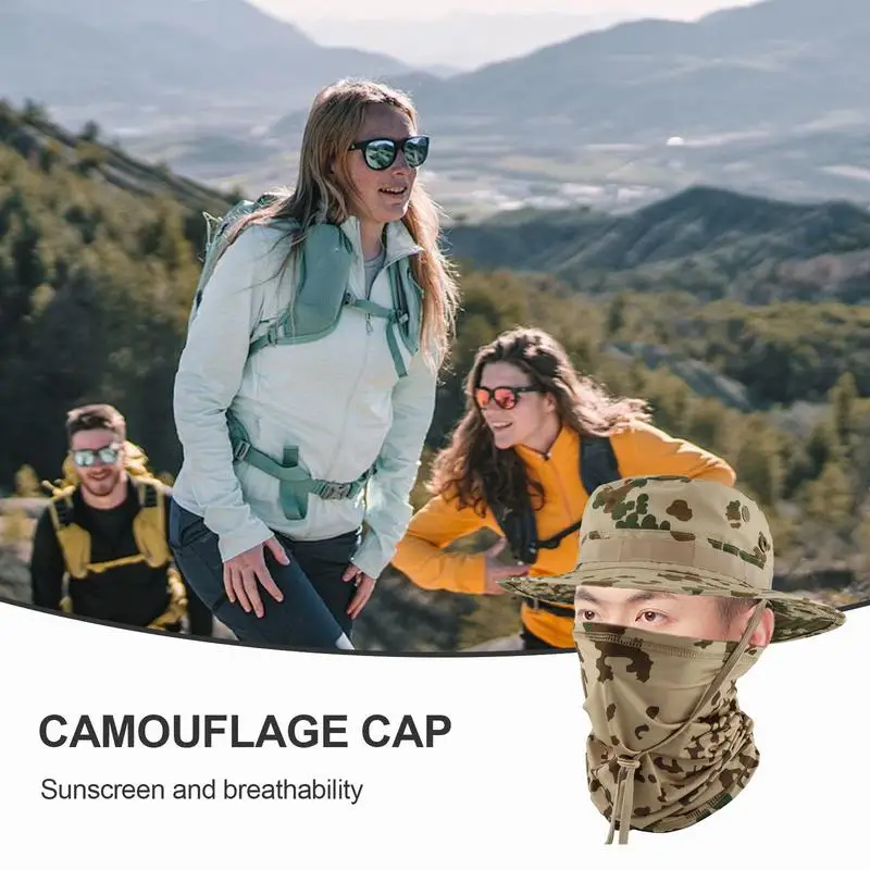 Sun Hat With Face Cover & Neck Flap Adjustable Boonie Hats Men Work Hats Men Sun Protection Breathable Summer Fishing Hat Men