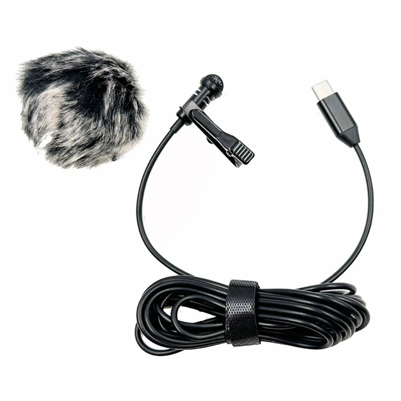 Portable Type C Lavalier Lapel Mic with Clear Sound Plug & Plays Mic 20Hz-16KHz Microphone Perfect for Live Streaming H8WD