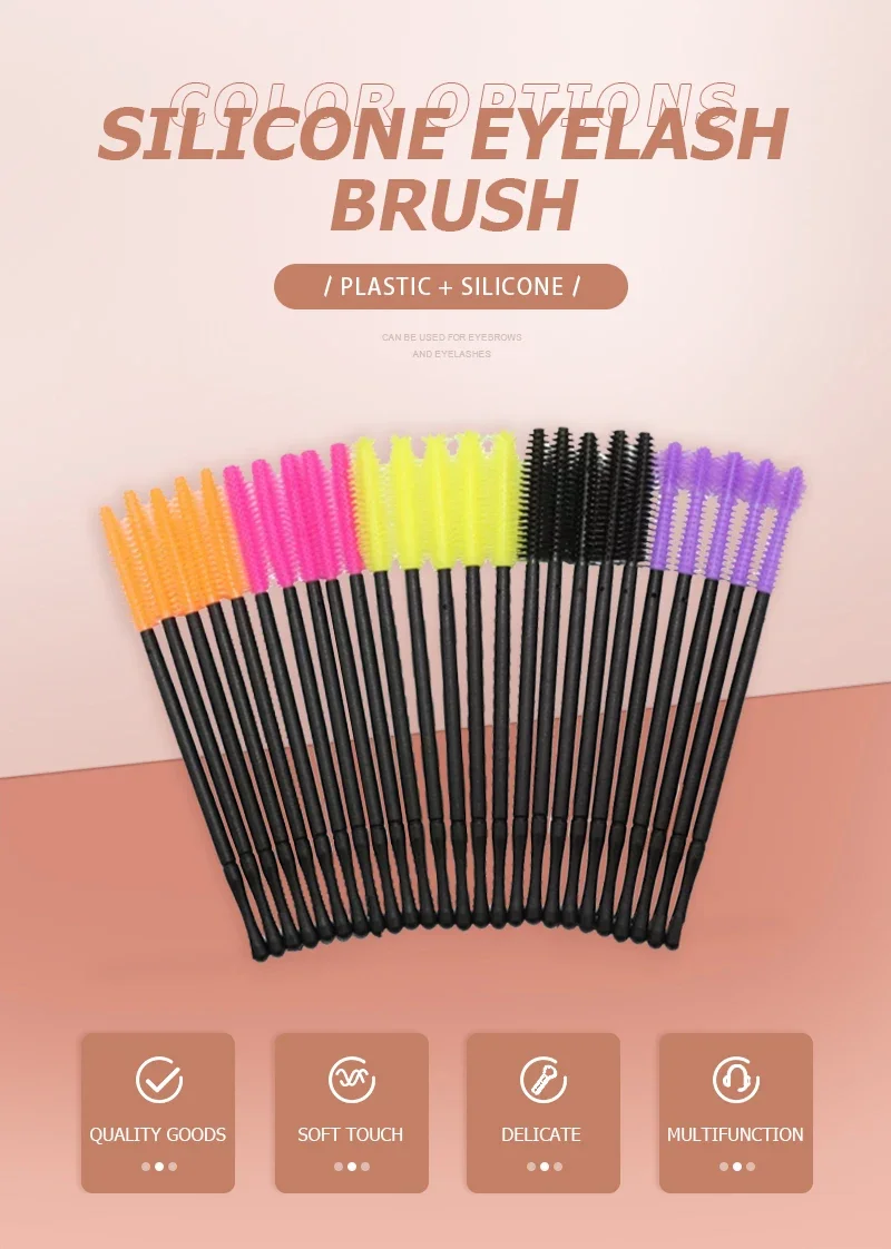 Baguette de mascara jetable Portable en vrac, brosse de maquillage en silicone souple, matériau sûr et facile à appliquer, 50 pièces
