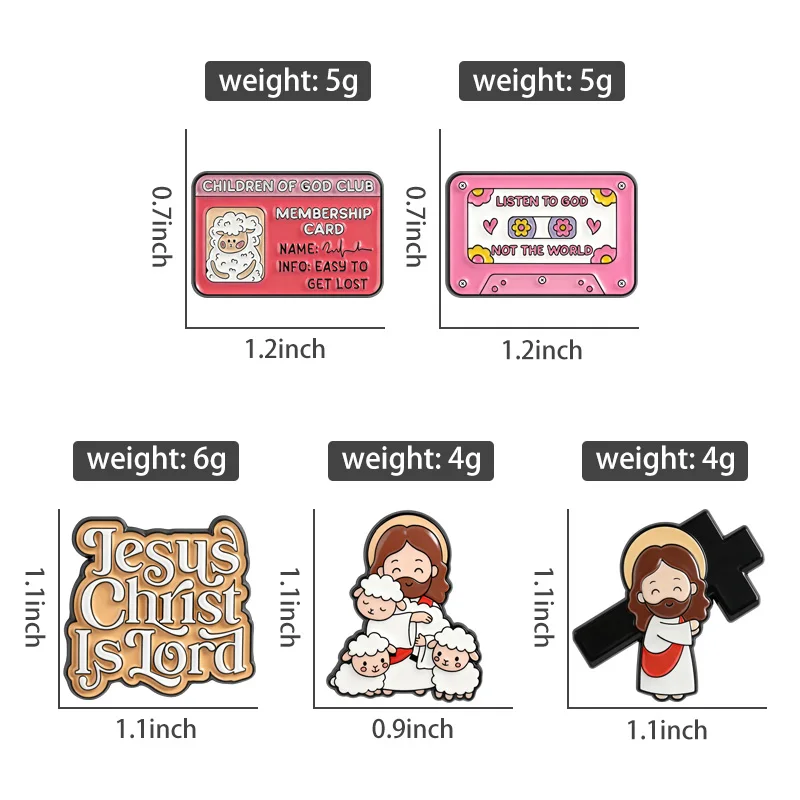 Christian Jesus Faith Enamel Pins The Lord is My Shepherd Jesus Christ Is Lord Cross Brooch Bag Badge Jewelry Gift for Believers