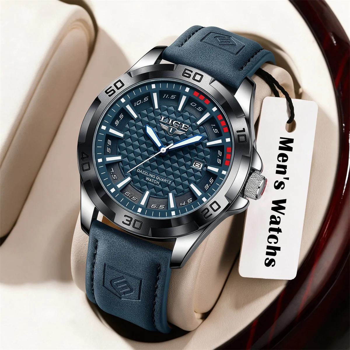 LIGE Fashion Man Wristwatch Top Luxury Waterproof Luminous Date Week Watch For Men Quartz Sport Leather Men's Watches Reloj