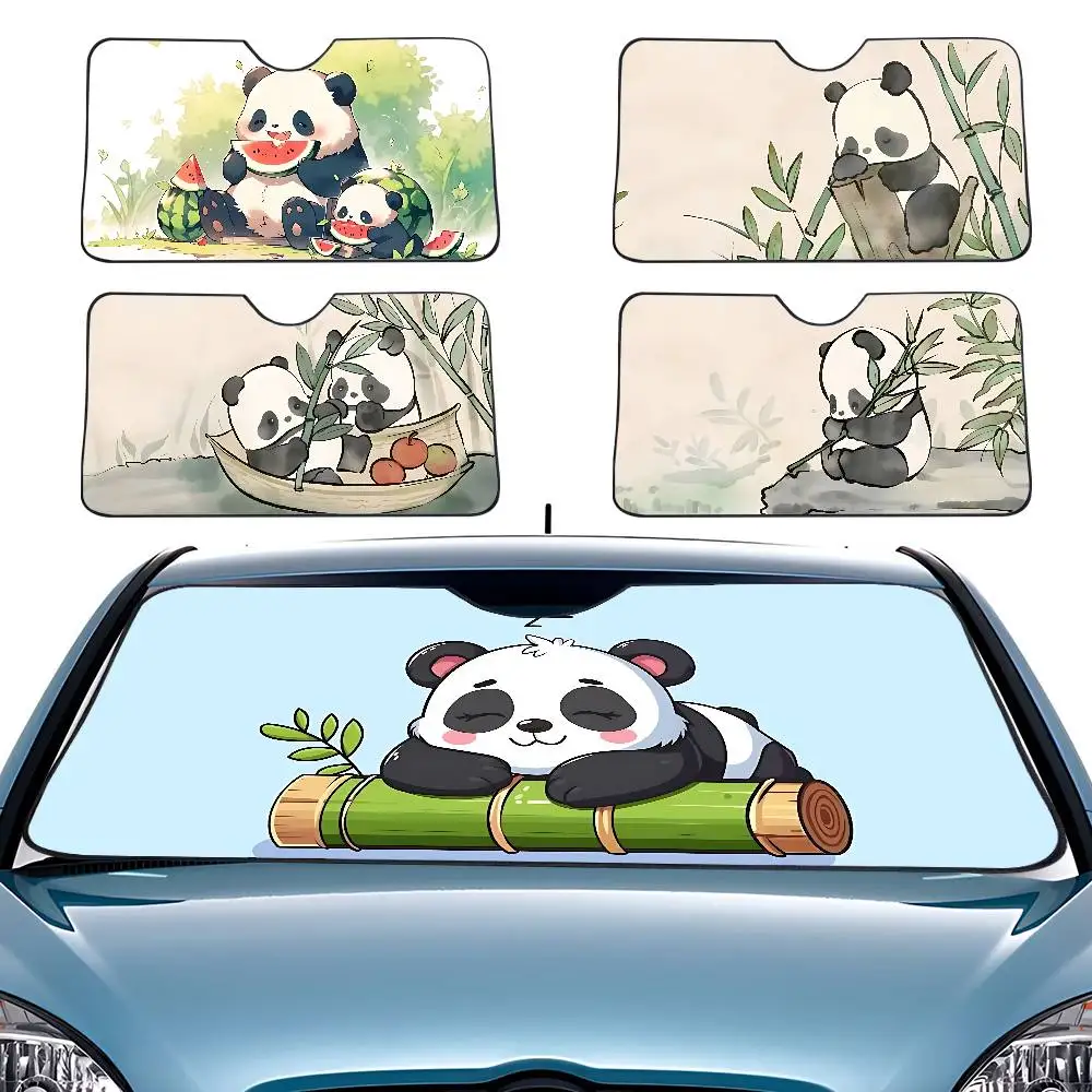 Cute Panda Car SunShade Windscreen Front Window Visor 70x130cm Sun Visor Solar Protect Plaid Gift Novelty Car