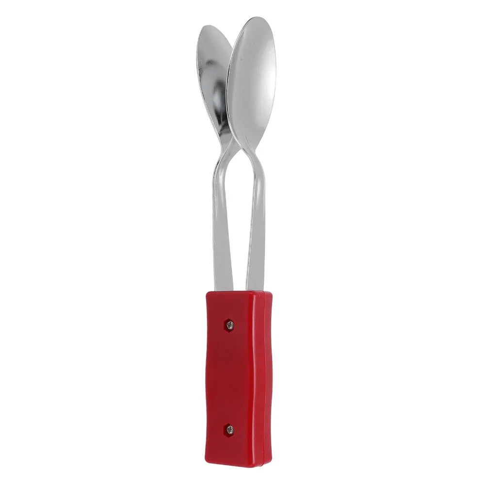 Premium Metal+Plastic Musical Spoons Handle Design Silver+Red Percussion Instrument Folk Instrument Live Shows
