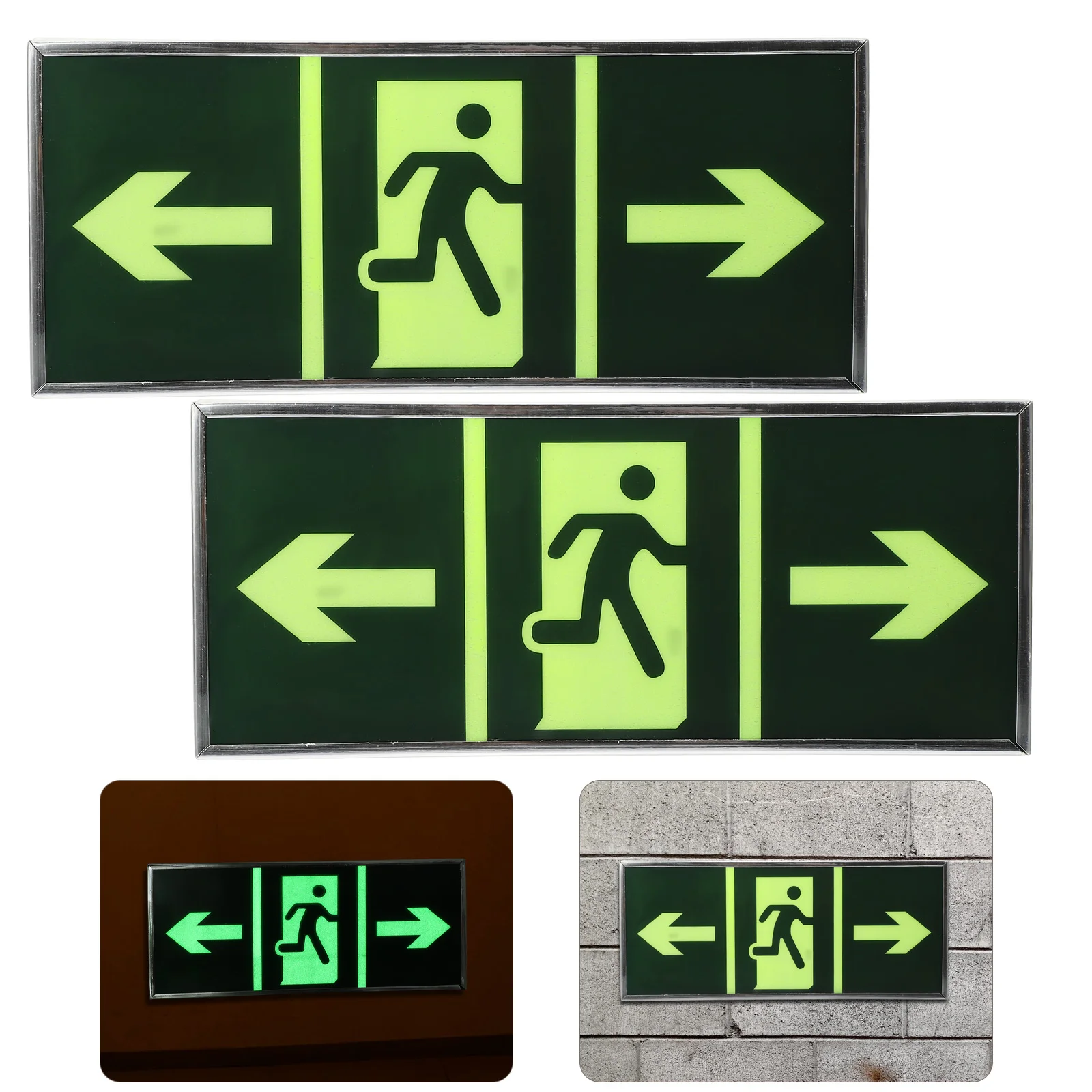 

2 Pcs Glowing Evacuation Sign Safety Exit Indicator Acrylic Stickers