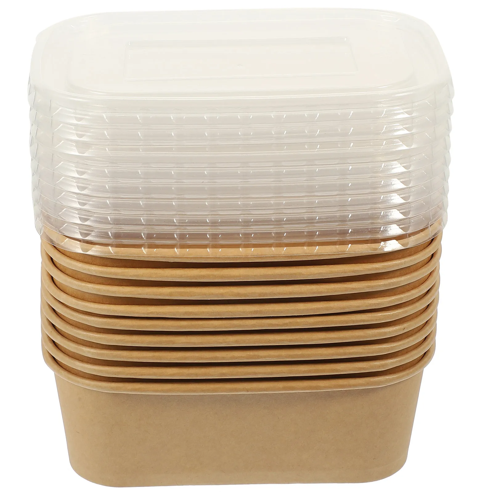 

Kraft Paper Food 10 Sets Lunch Box Packing Boxes Khaki Ice Cream Outdoor Bowl Lid Office Snack Holders Takeout Food Storage