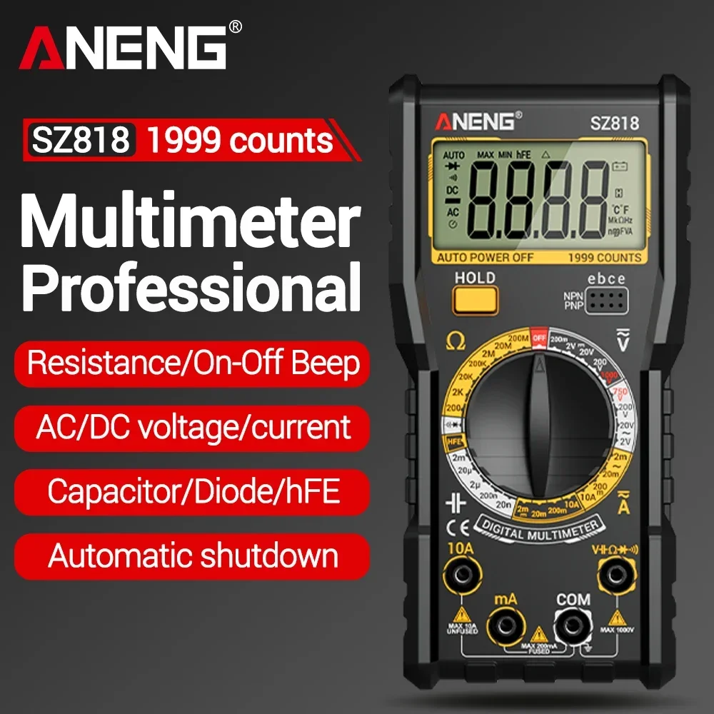 Intelligent Digital Multimeter Tester Automotive AC/DC Voltage Resistance Current Capacitor Electric Triode Detector ANENG SZ818